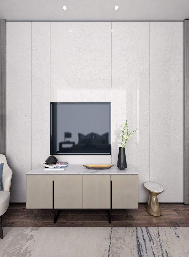 HAPPYMATES Glossy Marble Self Adhesive Wallpaper Furniture Countertops Desktop Wardrobe Contact Paper Stickers Vinyl Waterproof Wall Paper (24 X 180 Inch, White) - Image 2